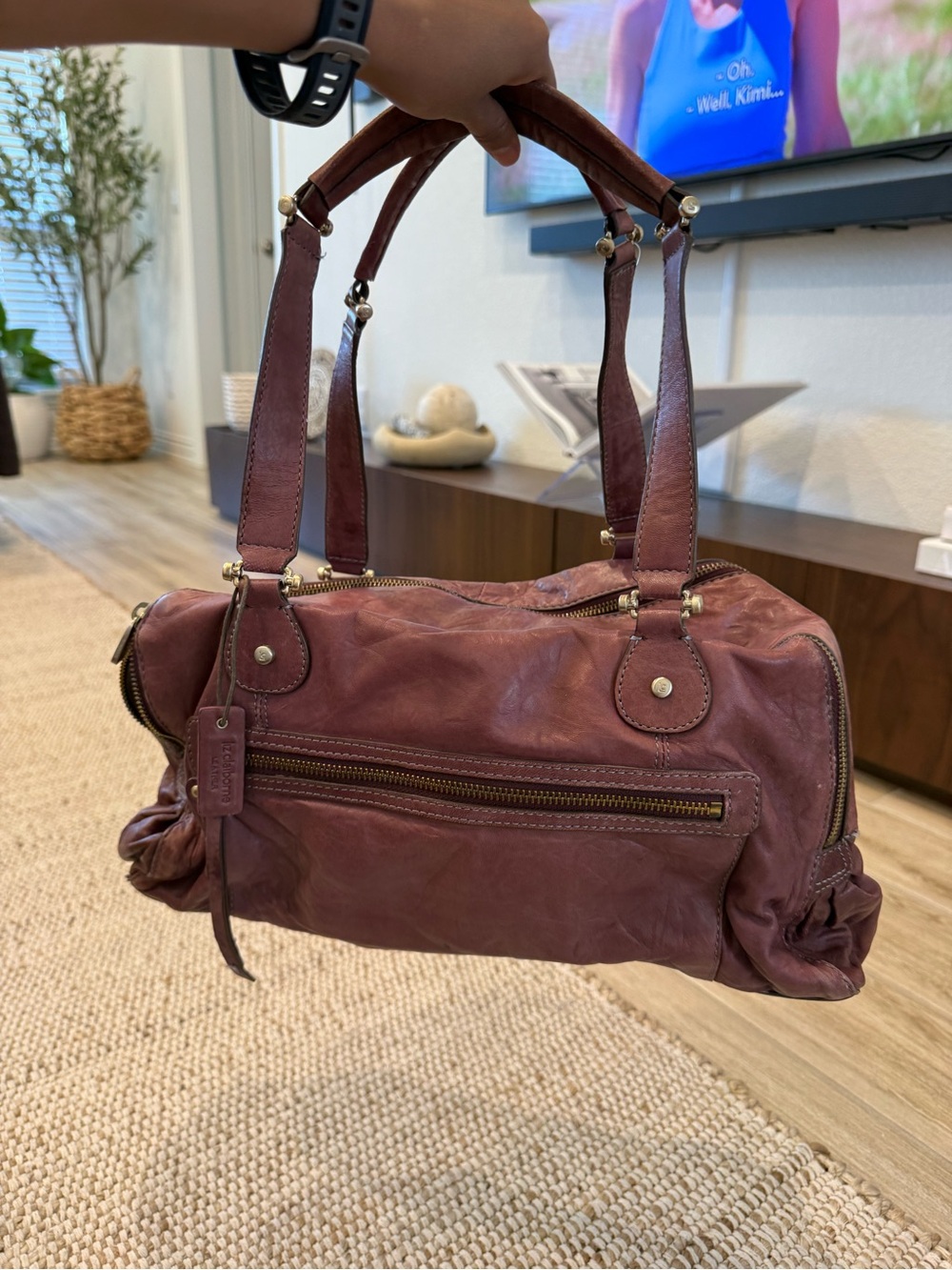 VTG Liz Claiborne 100% Lamb Leather Satchel in Plum/Mauve